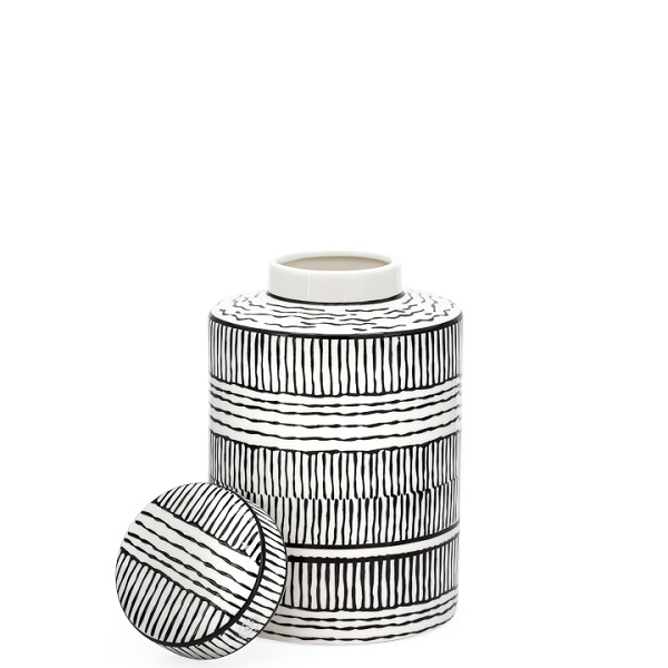 Ceramic Black & White Pattern Canister - Small