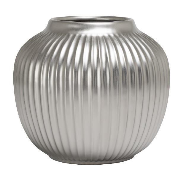 Ceramic Ribbed Silver Gourd - Medium