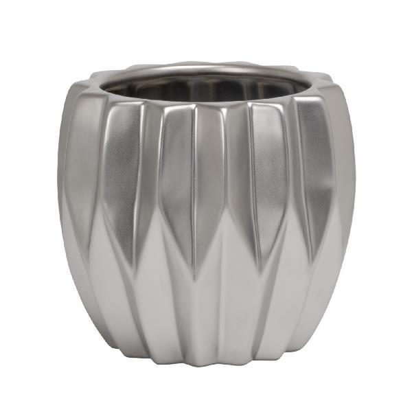 Pleated Ceramic Silver Pot