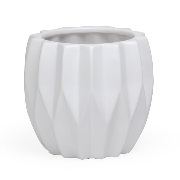 Pleated Ceramic White Pot