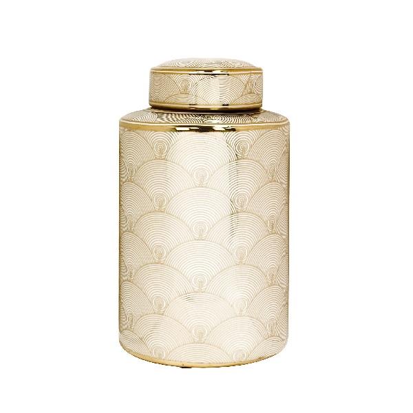 White & Gold Ceramic Jar