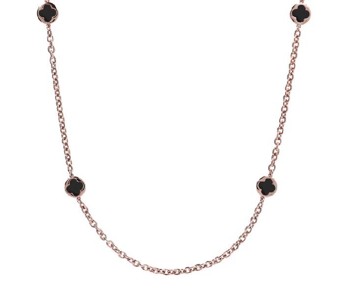 Bronzallure Long Clover Necklace - Black