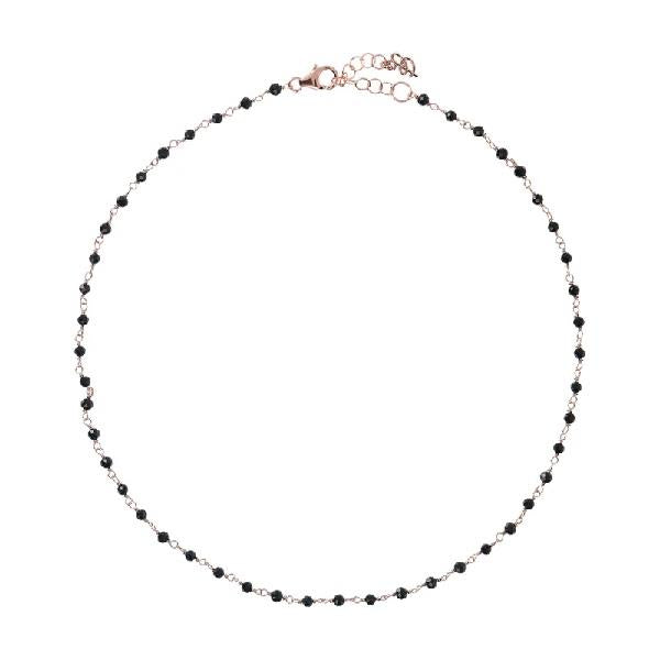 Bronzallure Short Beaded Quartz Necklace - Black
