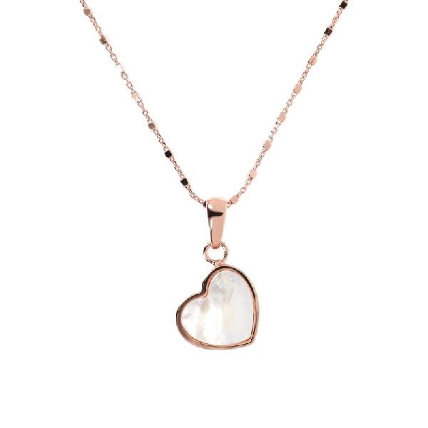 Bronzallure Mini Heart Pendant - White Pearl