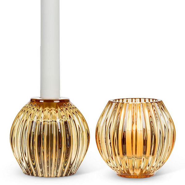 Gold Reversible Taper and Votive Candle Holder