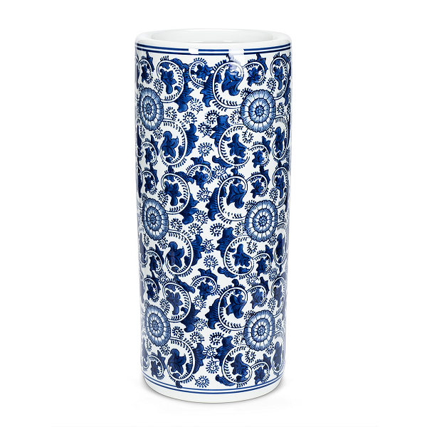 White & Blue Patterned Umbrella Stand