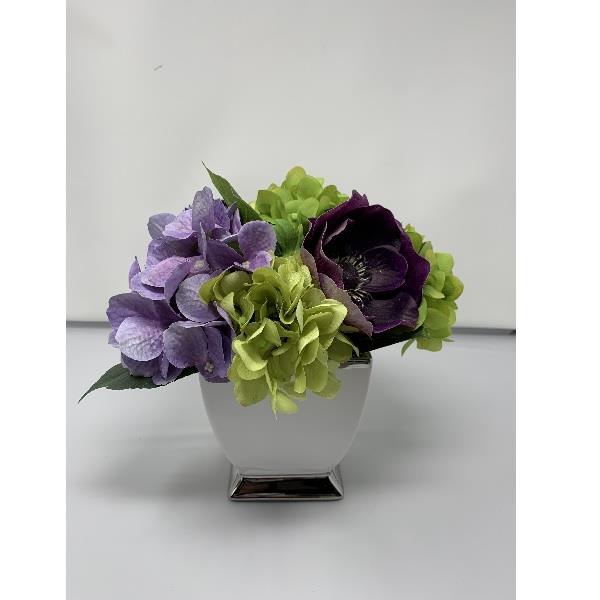 Purple Anemone Arrangement - White Vase