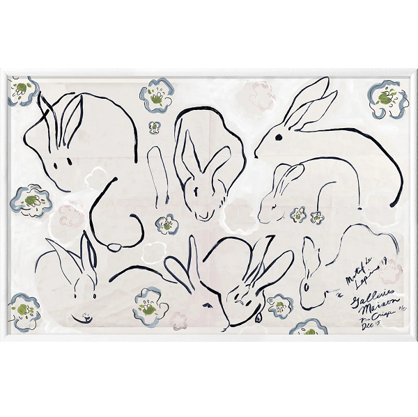 Medium Wall Art Bunnies Floral