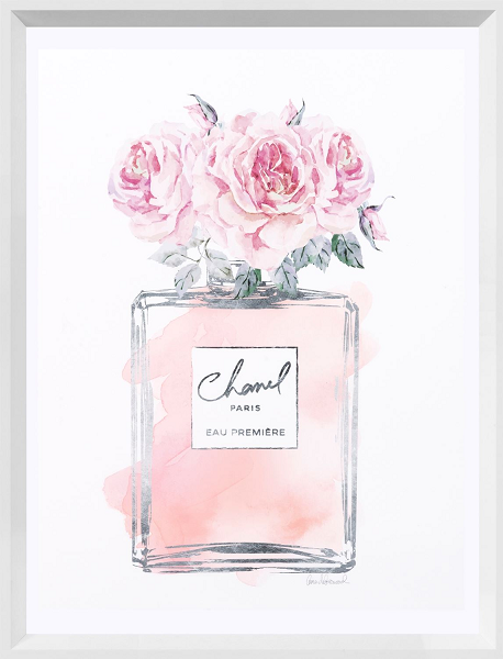 Perfume Bottle with Pink Flowers IV