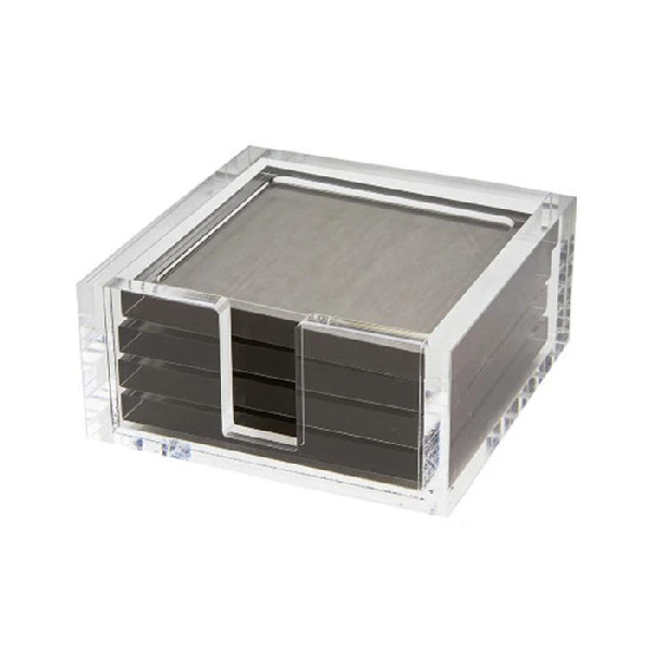 Lucite Coasters Set of 4 - Silver