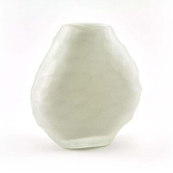 Glass Vase Hammered - White