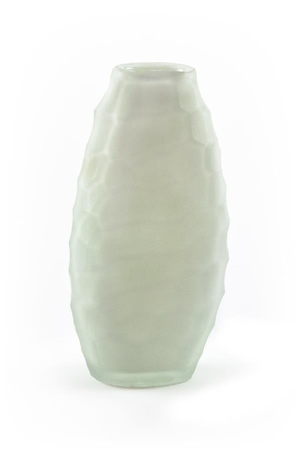 Glass Vase Hammered Tall - White