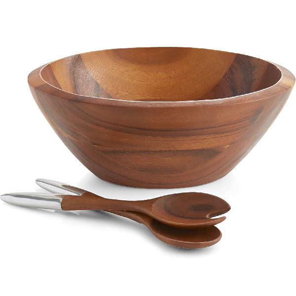 Nambe Eclipse Salad Bowl with Servers