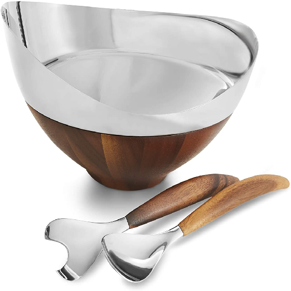 Nambe Pulse Salad Bowl with Servers