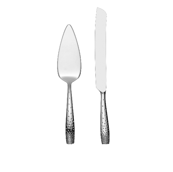 Nambe Dazzle Cake and Knife Server Set