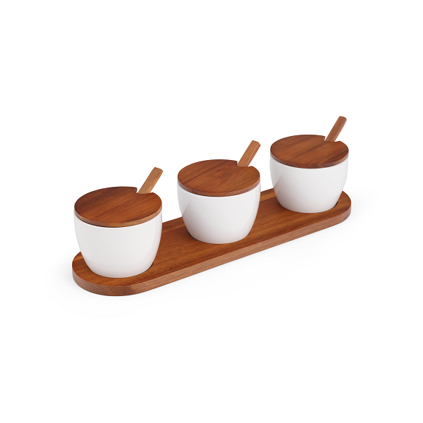 Nambe Duet Set 3 Condiment Bowls with Spoons