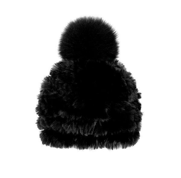 Black Fur Beanie Hat