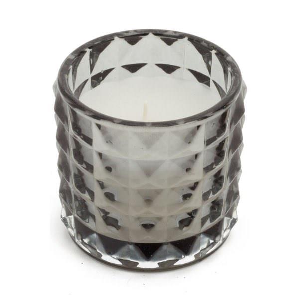 Glass Holder & Candle - Grey