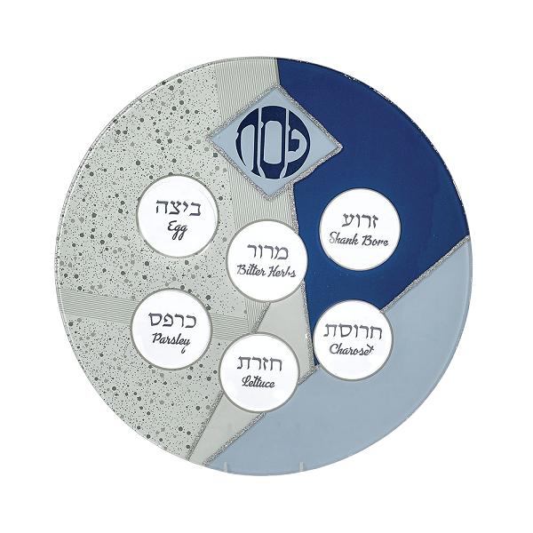Blue Glitter Seder Plate