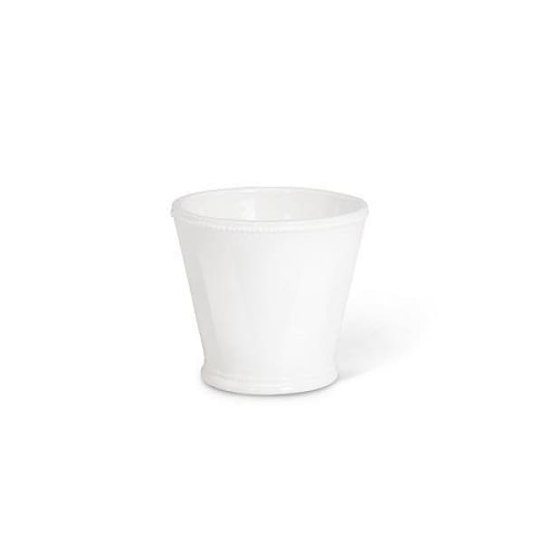 Small White Planter with Beaded Trim - Boutique Marie Dumas
