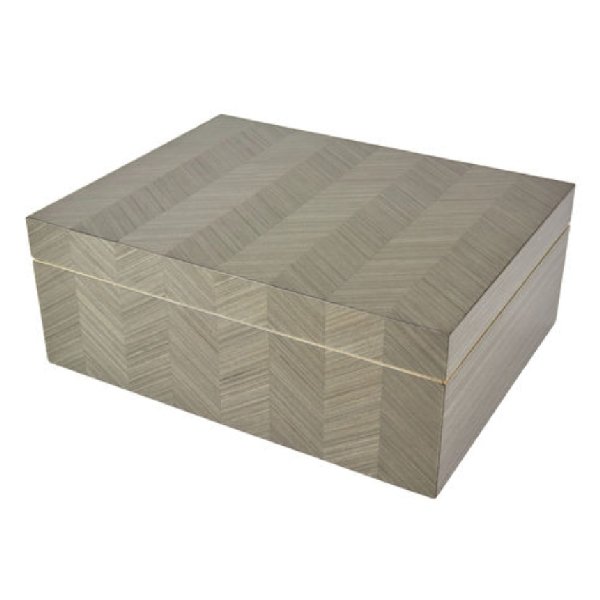 Wood Lacquered Box - Grey Chevron - Boutique Marie Dumas